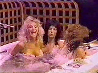 One bath is too small for three of them, messy playing in the foam denudes huge breasts of this real hot mama